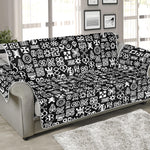 White And Black Adinkra Symbols Print Sofa Protector