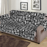 White And Black Adinkra Symbols Print Sofa Protector