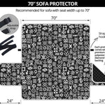 White And Black Adinkra Symbols Print Sofa Protector
