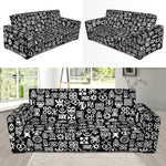 White And Black Adinkra Symbols Print Sofa Slipcover