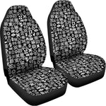 White And Black Adinkra Symbols Print Universal Fit Car Seat Covers