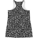 White And Black Adinkra Symbols Print Women's Racerback Tank Top