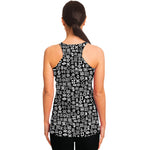 White And Black Adinkra Symbols Print Women's Racerback Tank Top