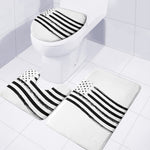 White And Black American Flag Print 3 Piece Bath Mat Set