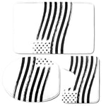 White And Black American Flag Print 3 Piece Bath Mat Set
