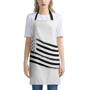 White And Black American Flag Print Apron