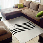 White And Black American Flag Print Area Rug