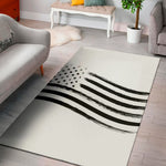 White And Black American Flag Print Area Rug