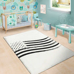 White And Black American Flag Print Area Rug