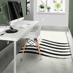 White And Black American Flag Print Area Rug