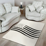 White And Black American Flag Print Area Rug