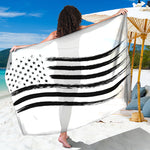 White And Black American Flag Print Beach Sarong Wrap