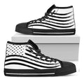 White And Black American Flag Print Black High Top Sneakers