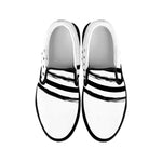 White And Black American Flag Print Black Slip On Shoes