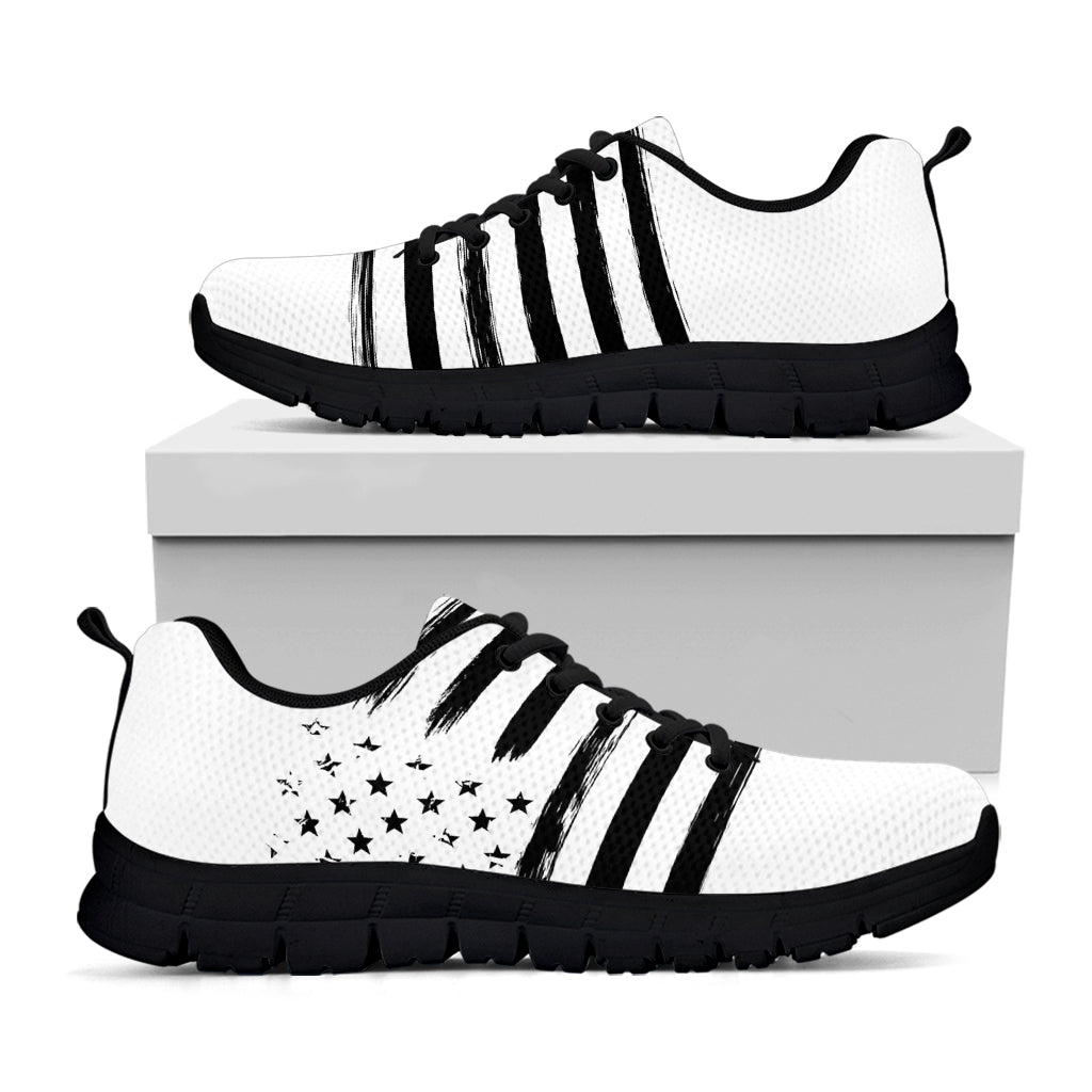 White And Black American Flag Print Black Sneakers