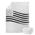 White And Black American Flag Print Blanket
