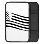 White And Black American Flag Print Car Center Console Cover