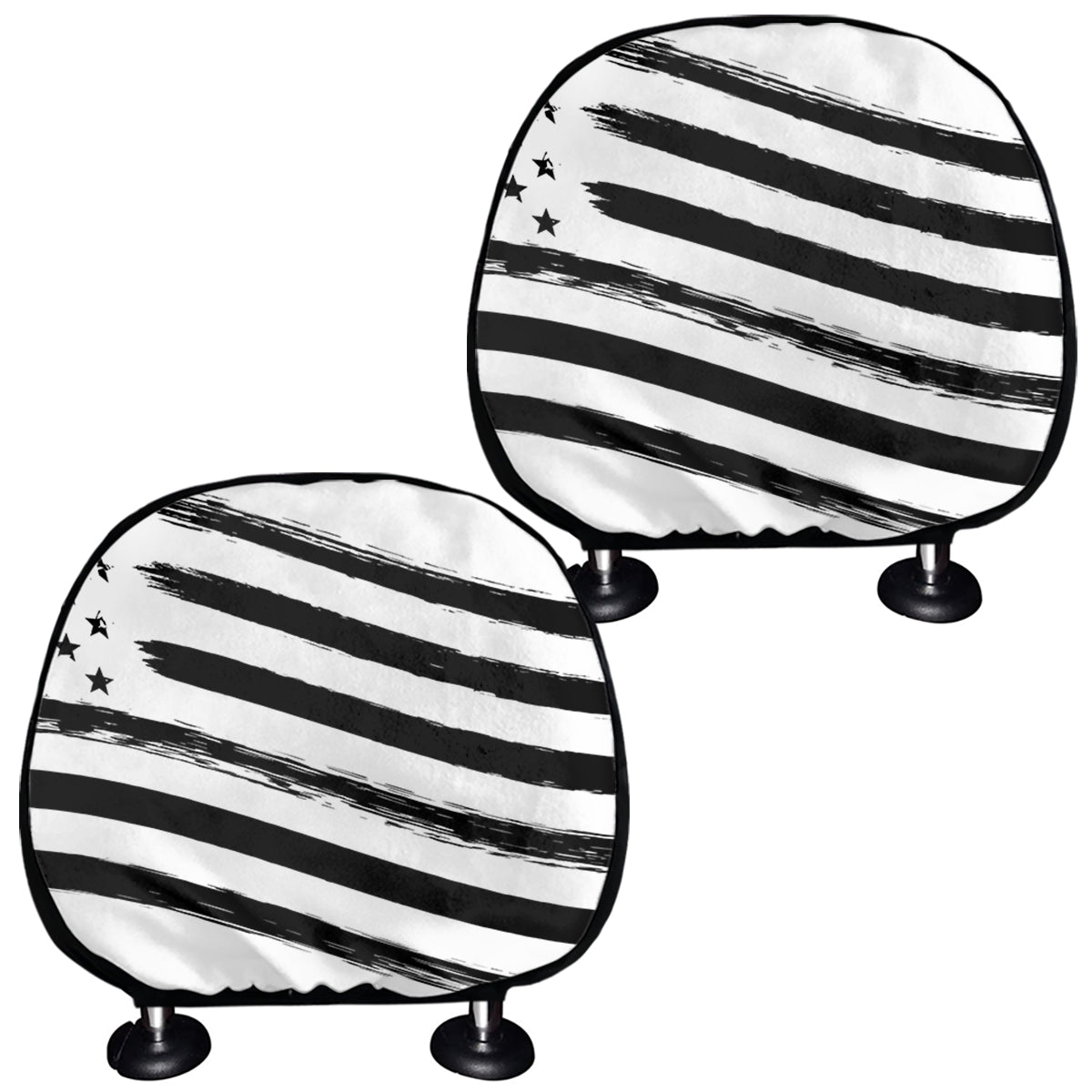 White And Black American Flag Print Car Headrest Covers
