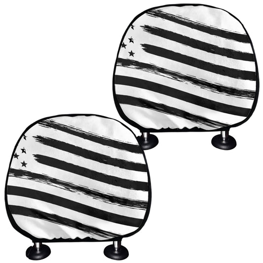 White And Black American Flag Print Car Headrest Covers