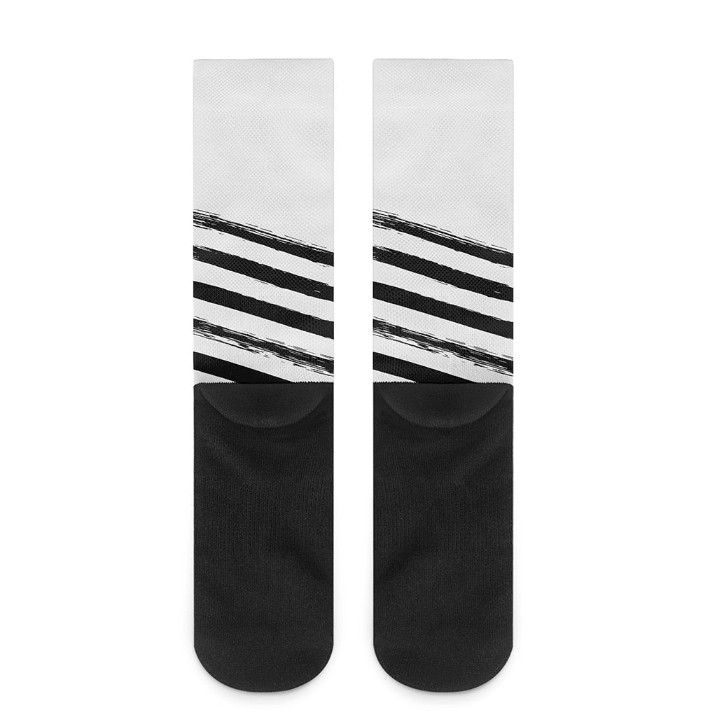 White And Black American Flag Print Crew Socks