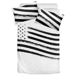 White And Black American Flag Print Duvet Cover Bedding Set