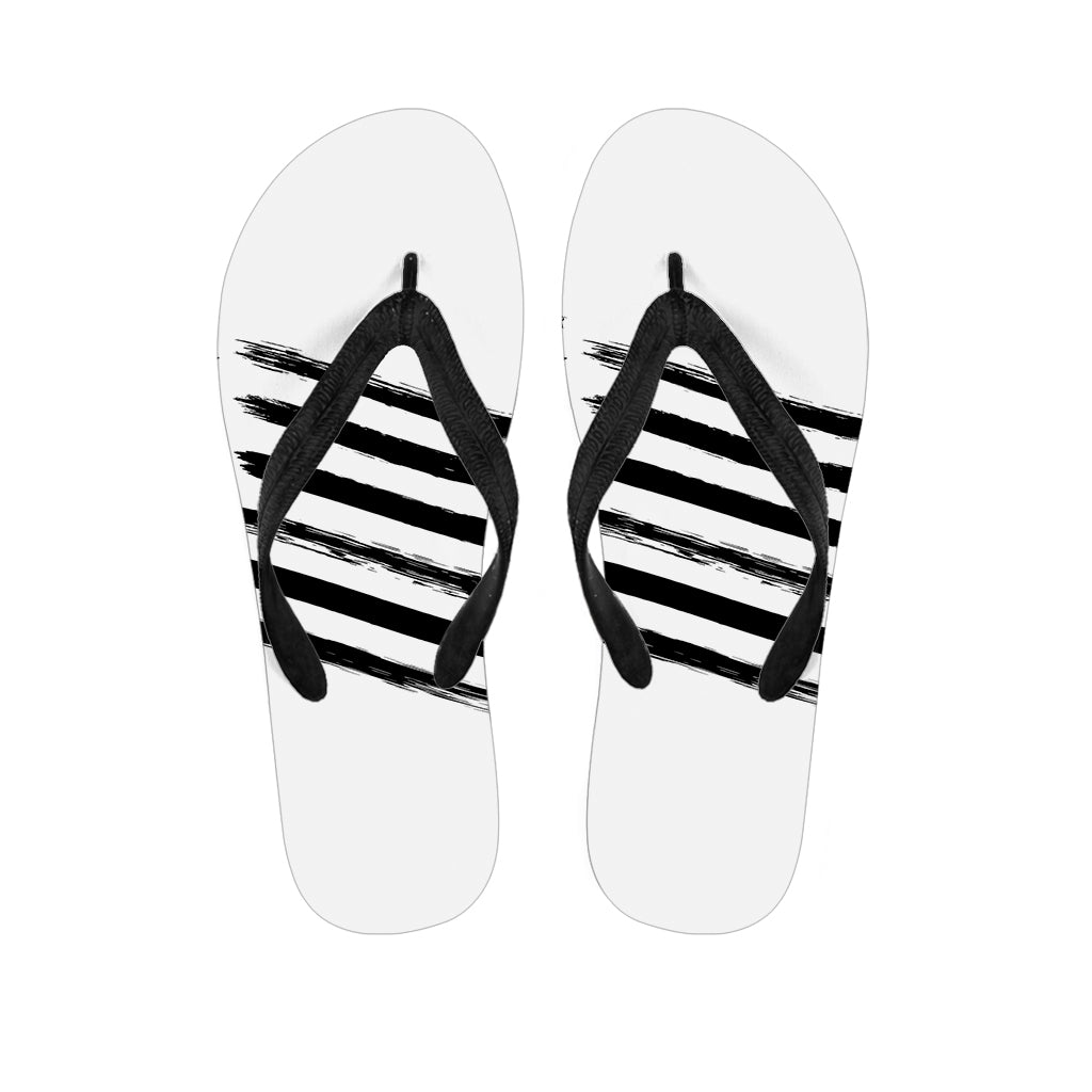 White And Black American Flag Print Flip Flops