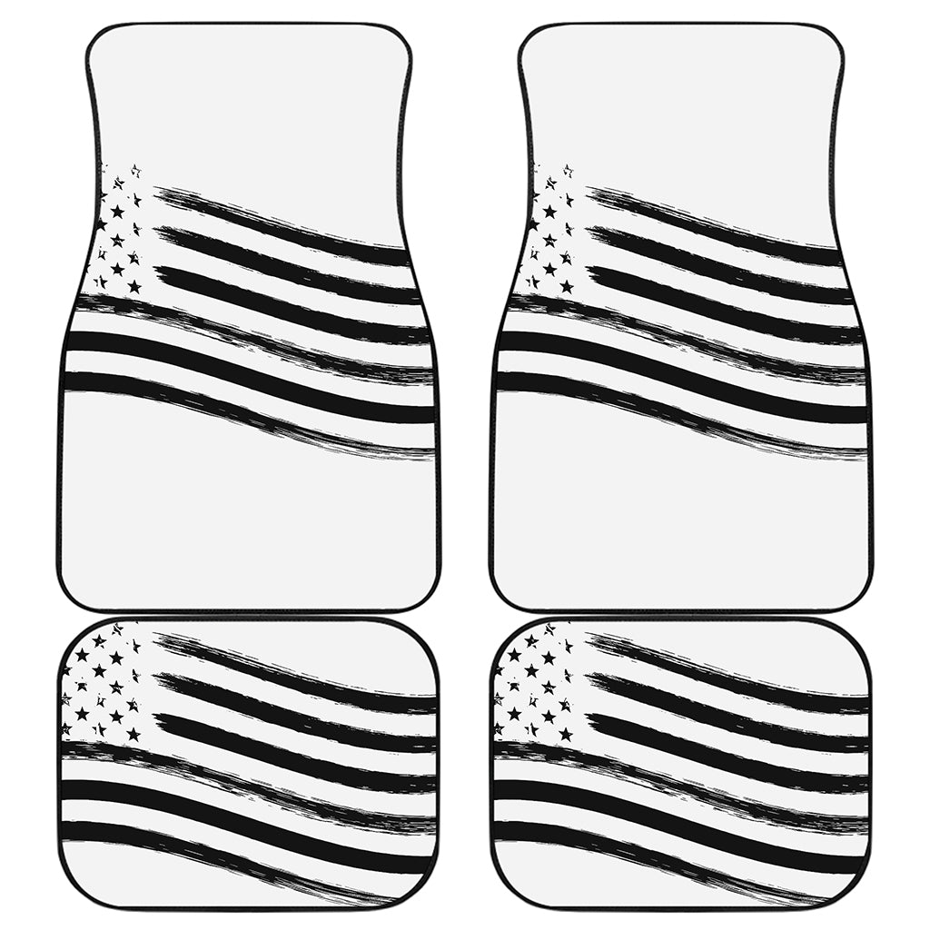 White And Black American Flag Print Front and Back Car Floor Mats