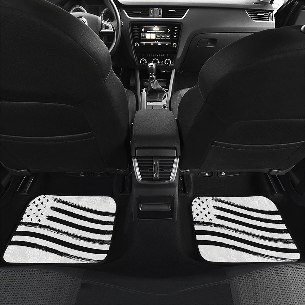 White And Black American Flag Print Front and Back Car Floor Mats