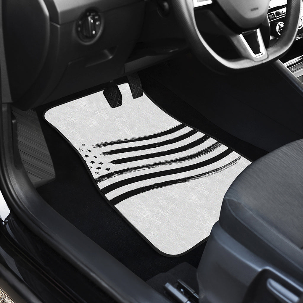 White And Black American Flag Print Front and Back Car Floor Mats