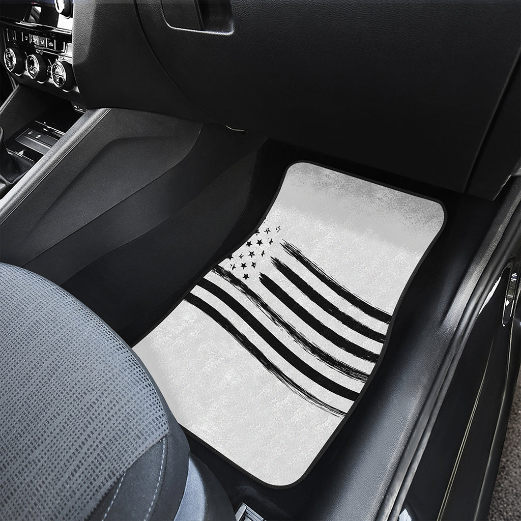 White And Black American Flag Print Front and Back Car Floor Mats