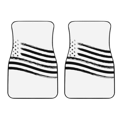White And Black American Flag Print Front Car Floor Mats