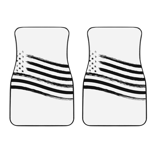 White And Black American Flag Print Front Car Floor Mats
