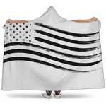 White And Black American Flag Print Hooded Blanket