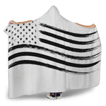 White And Black American Flag Print Hooded Blanket