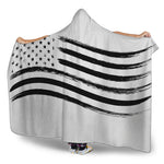 White And Black American Flag Print Hooded Blanket