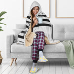 White And Black American Flag Print Hooded Blanket