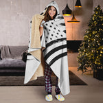White And Black American Flag Print Hooded Blanket