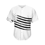 White And Black American Flag Print Men's Baseball Jersey
