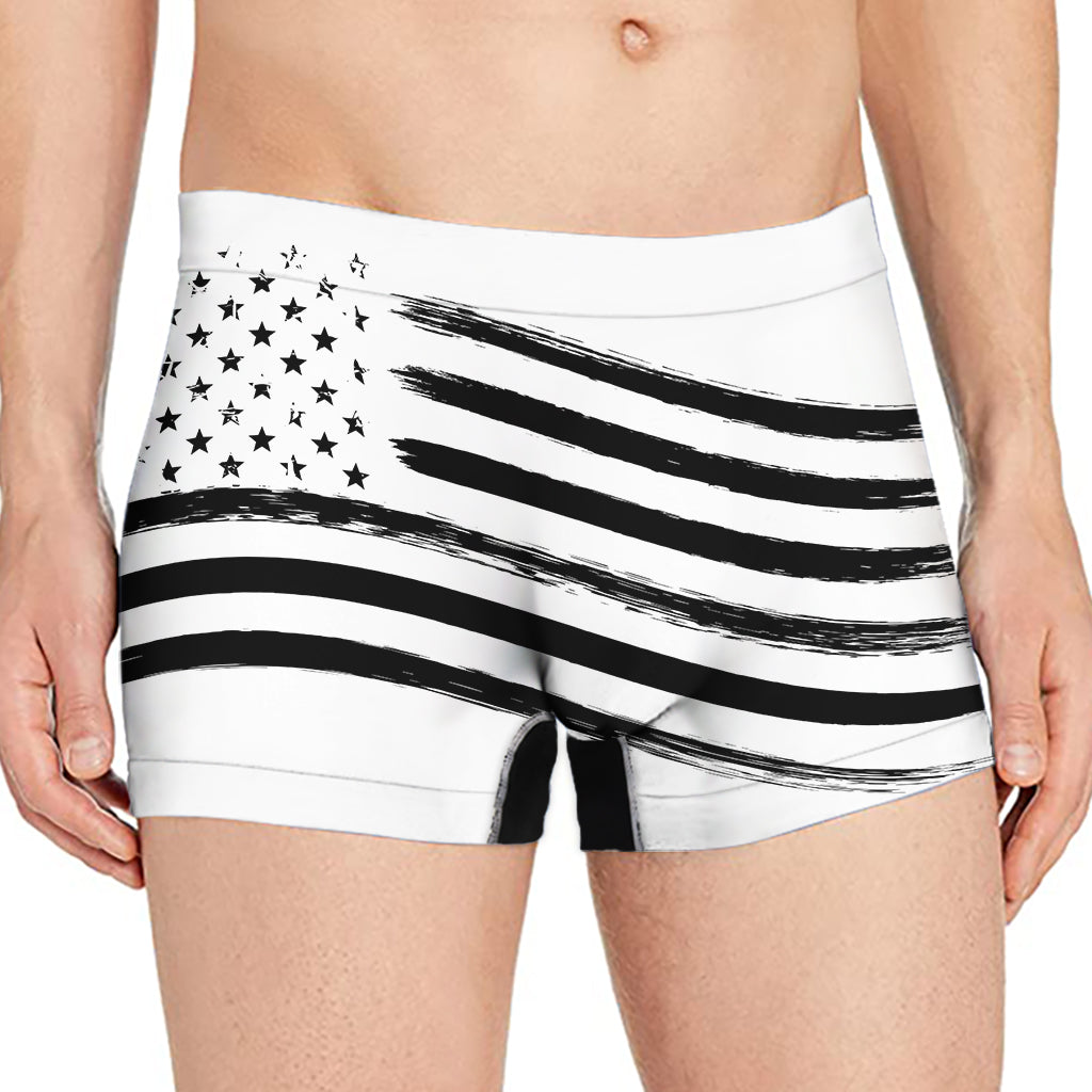 White And Black American Flag Print Men's Boxer Briefs