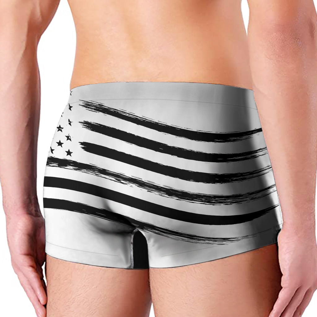 White And Black American Flag Print Men's Boxer Briefs