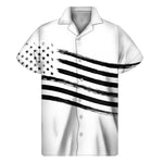White And Black American Flag Print Men's Short Sleeve Shirt