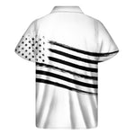 White And Black American Flag Print Men's Short Sleeve Shirt