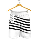 White And Black American Flag Print Men's Shorts