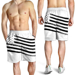 White And Black American Flag Print Men's Shorts