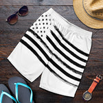 White And Black American Flag Print Men's Shorts
