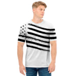White And Black American Flag Print Men's T-Shirt