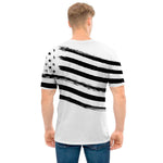 White And Black American Flag Print Men's T-Shirt