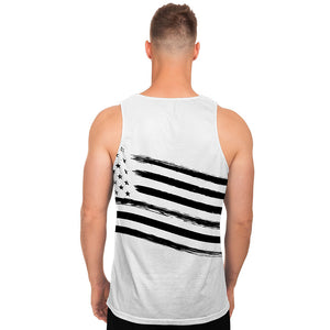 White And Black American Flag Print Men's Tank Top