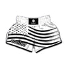 White And Black American Flag Print Muay Thai Boxing Shorts