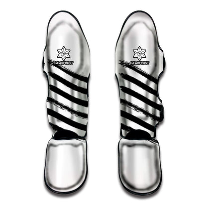 White And Black American Flag Print Muay Thai Shin Guard